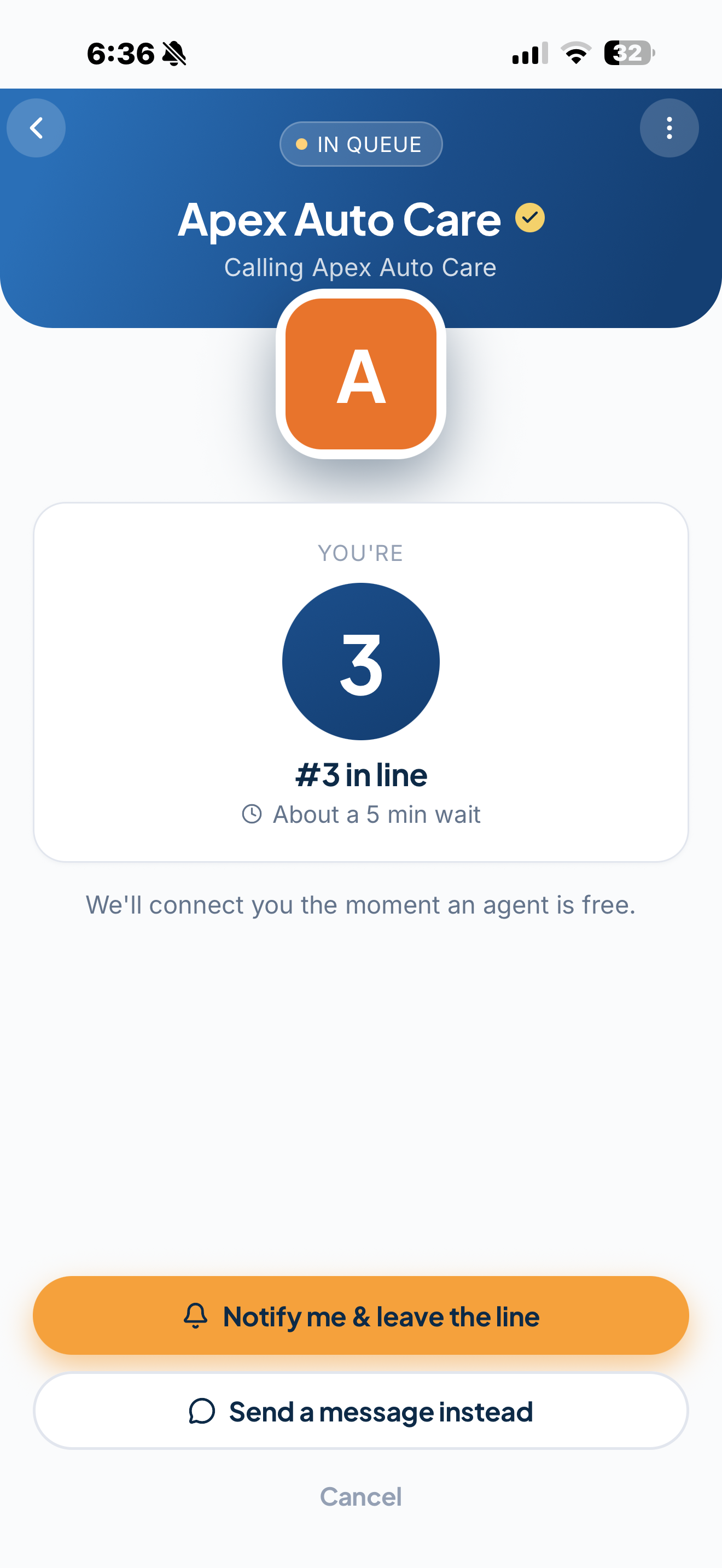 Call queue position