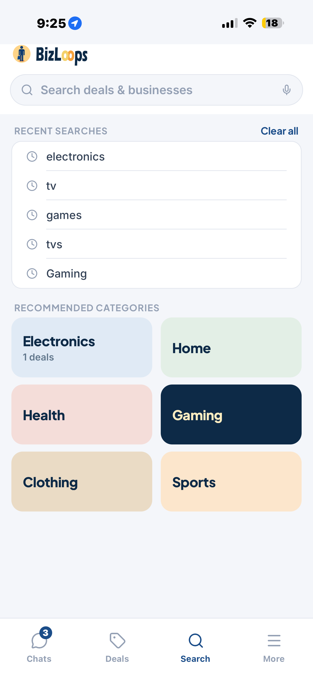 Search deals and businesses